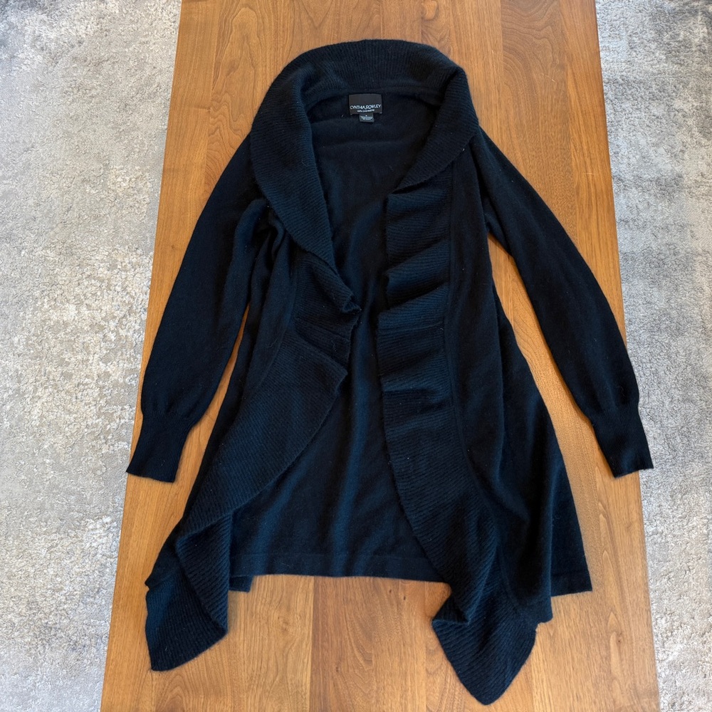Cynthia Rowley Women's Black Cashmere Sweater Cardigan Jacket Size S - Picture 2 of 5